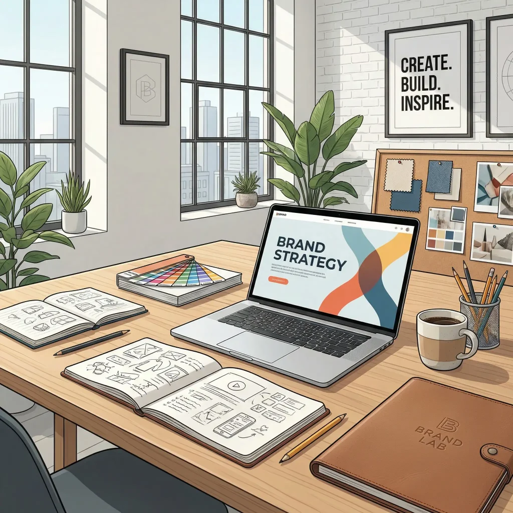 Illustration einer Ci Präsentation im Büro