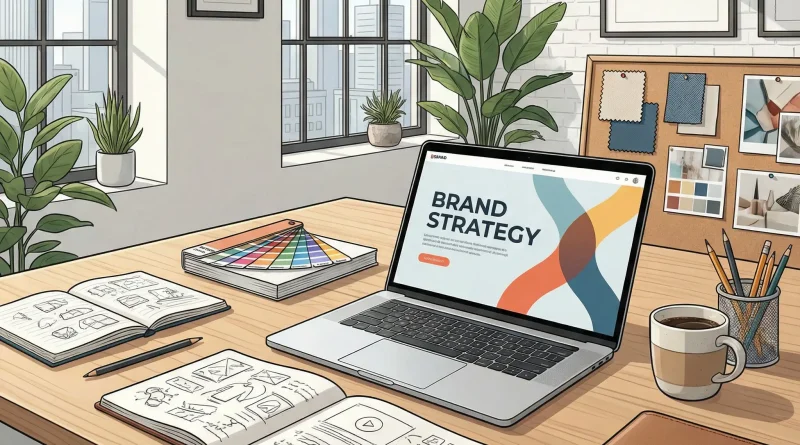 Illustration einer Ci Präsentation im Büro