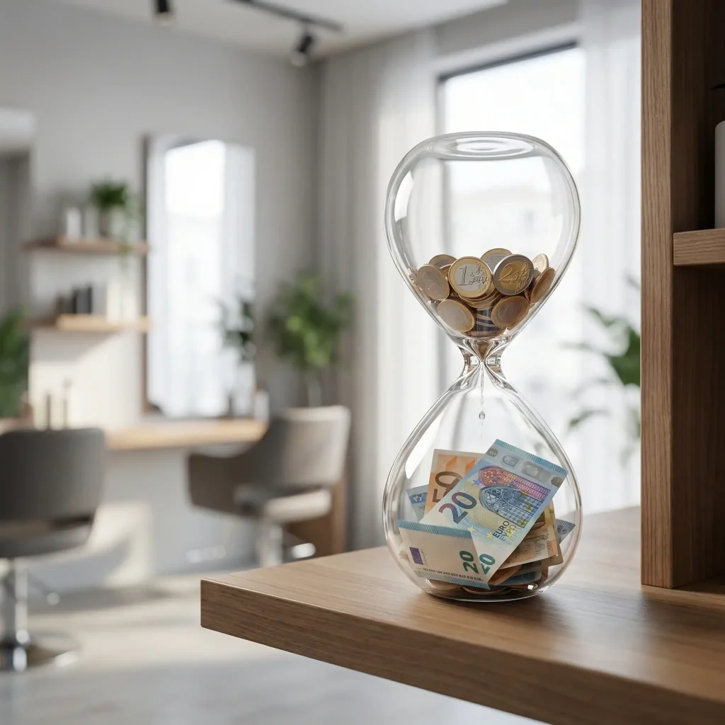 Geld in einem Stundenglas