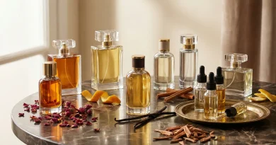 Diverse schön präsentierte Parfüme auf einem Tisch