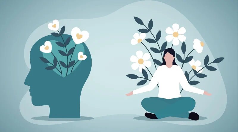 Illustration einer mental aufblühenden Frau