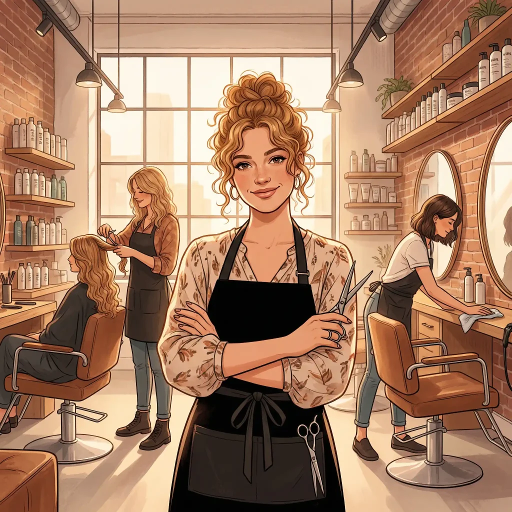 Illustration einer jungen Friseurmeisterin
