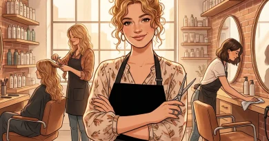 Illustration einer jungen Friseurmeisterin