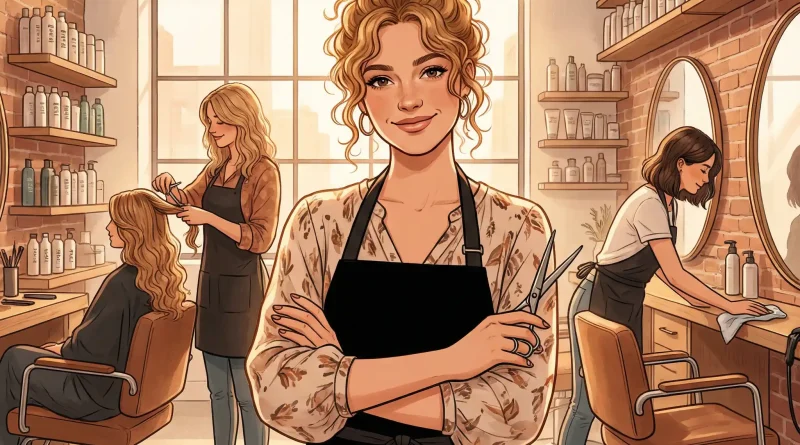 Illustration einer jungen Friseurmeisterin